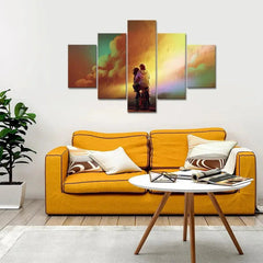 Romantic Couple Painting Wooden Framed 5 Pieces Canvas Wall Painting - All India Decor