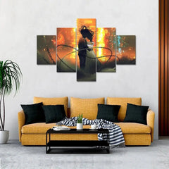 Couple Love Painting Wooden Framed 5 Pieces Canvas Wall Painting - All India Decor