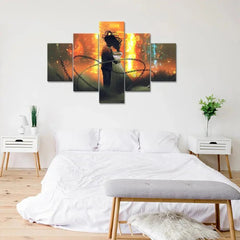 Couple Love Painting Wooden Framed 5 Pieces Canvas Wall Painting - All India Decor