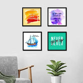 Attractive Motivational Quotes frame Set of 4 with Break Resistant Clear Acrylic Glass - All India Decor