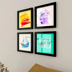 Attractive Motivational Quotes frame Set of 4 with Break Resistant Clear Acrylic Glass - All India Decor