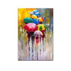 Colorful Rainy Season / Beautiful Design Canvas Printed Painting Stretched on Wood Bars 61 x 41cm - All India Decor