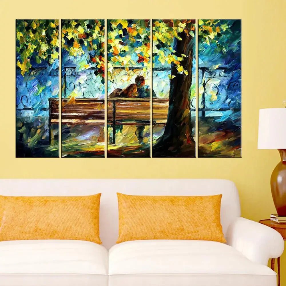 Love Couple in Garden 5 Pieces Canvas Print Wall Painting - All India Decor
