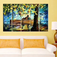 Love Couple in Garden 5 Pieces Canvas Print Wall Painting - All India Decor