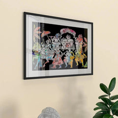 Madhubani Folk Art / Black Color Frame Set / Break Resistant Clear Acrylic Glass - All India Decor