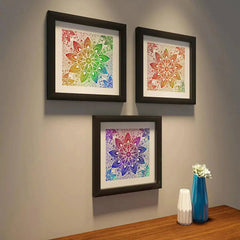 Mandala Painting with Black Color Frame Set of 3 / Break Resistant Clear Acrylic Glass - All India Decor