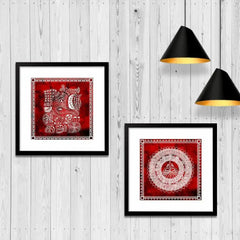 Madhubani Indian Art Collage Picture Wall Frame Set of 2 - All India Decor