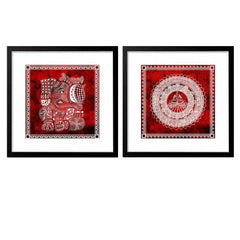 Madhubani Indian Art Collage Picture Wall Frame Set of 2 - All India Decor