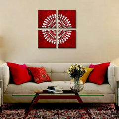 Warli Folk Art Painting Wall Hanging, Set of 4 Pieces - All India Decor