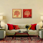 Beautiful Tree Warli Wall Paintings & Wall Hanging With 2 Panels Set - All India Decor