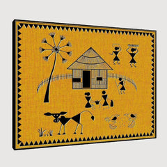 Beautiful Designs of Warli Village Painting Wall Hanging 61 x 41cm - All India Decor