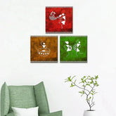Warli Folk Traditional Art Painting Wall Hanging, Set of 3 Pieces - All India Decor