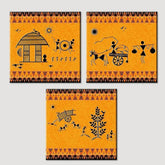 Warli Painting Wall Hanging, Set of 3 Pieces - All India Decor