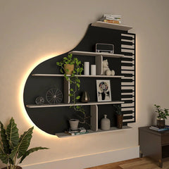 Backlit Piano Designer Wooden Wall Shelf - All India Decor