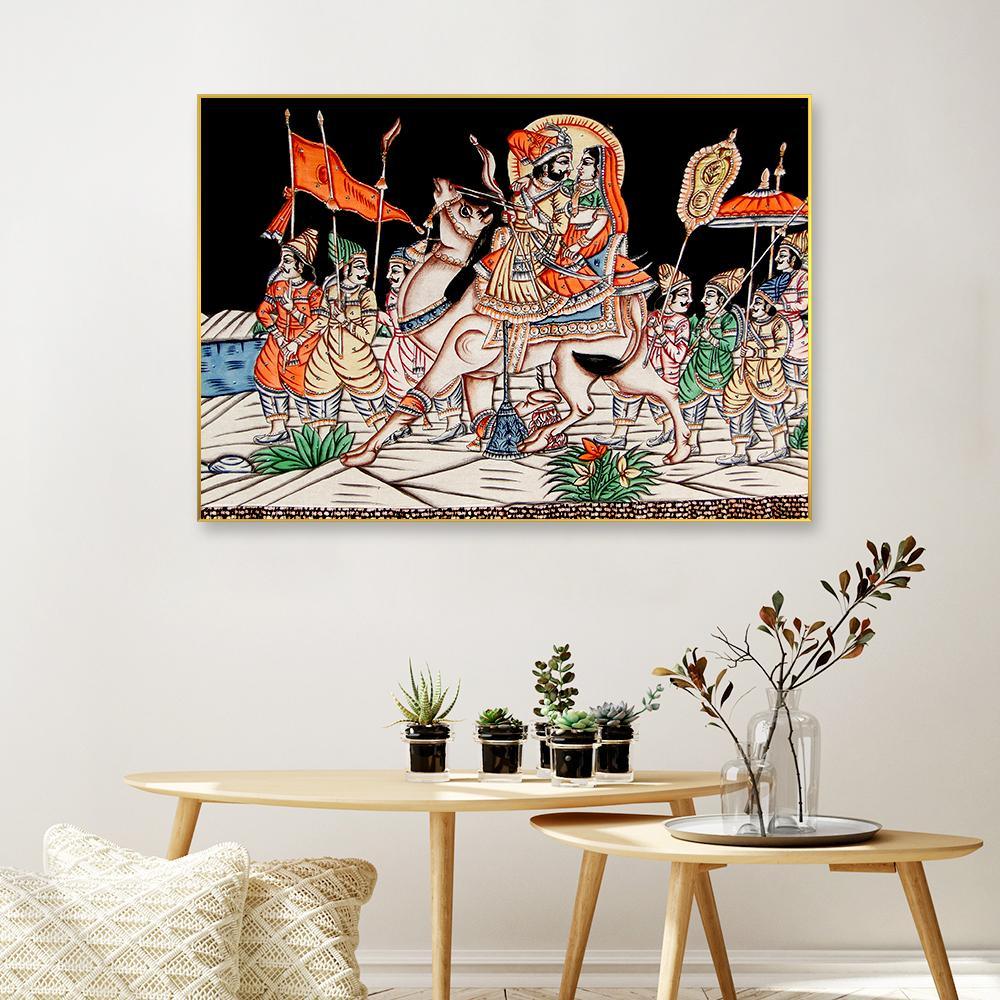 Royal Procession In Dark Framed Wall Art - All India Decor