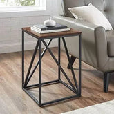 SQUARE SIDE TABLE IN BROWN & BLACK COLOR FOR LIVING ROOM - All India Decor