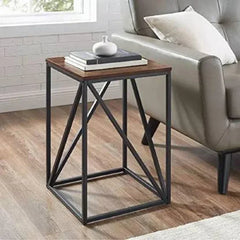 SQUARE SIDE TABLE IN BROWN & BLACK COLOR FOR LIVING ROOM - All India Decor