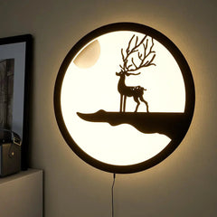 Reindeer Designer Wooden Backlit Wall Art - All India Decor
