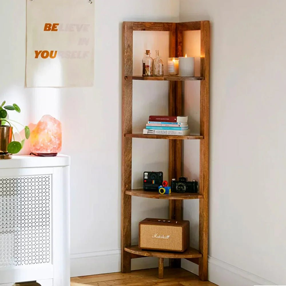 Wooden Corner Shelf In Ladder Motif - All India Decor