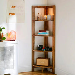 Wooden Corner Shelf In Ladder Motif - All India Decor