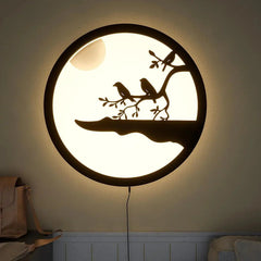 Chirping Birds Round LED Wall Light - All India Decor