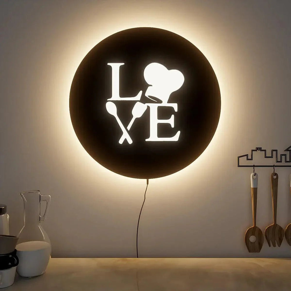 Love for Cooking Backlit Wall Art for Kitchen Decor - All India Decor