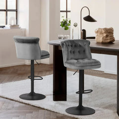 Grey Color Cellan Swiel Adjustable Bar Stool - All India Decor