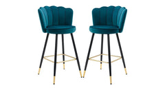 Teal Color Flower Counter Stool - All India Decor