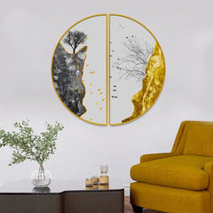 Golden Fortune Tree Semi Circle Wall Paintings & Arts - All India Decor