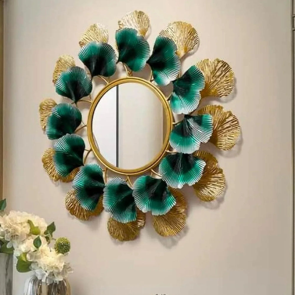 Golden and Turquoise Green Mirror - All India Decor