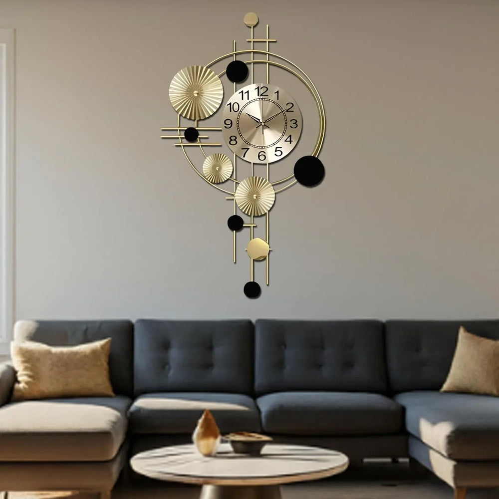 Precision Crafted Modern Golden Metal Wall Analog Clock - All India Decor