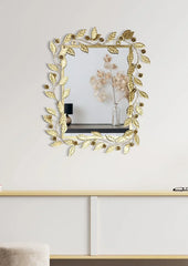 Beautiful Leaf Rectangular Wall Mirror - All India Decor