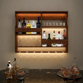 Luxurious Backlit Walnut - Finished Bar Shelf / Mini Bar Cabinet - All India Decor