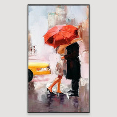 Love Couple in Rainy Day Canvas Printed Wall Painting - All India Decor