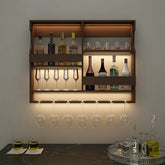 Luxurious Chocolate - Coloured Wooden Bar Wall Shelf / Mini Bar Cabinet - All India Decor