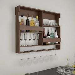 Luxurious Chocolate - Coloured Wooden Bar Wall Shelf / Mini Bar Cabinet - All India Decor