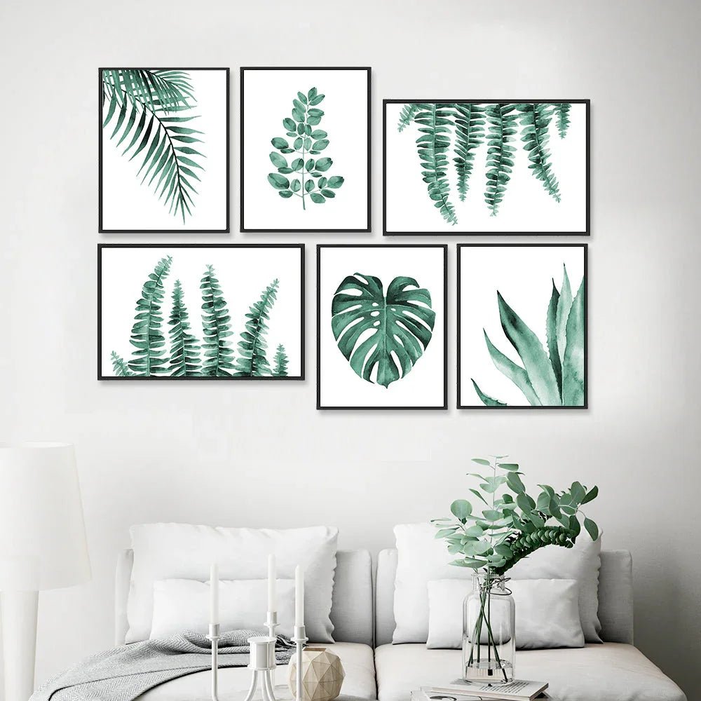Green Tropical Ferns Wall Frame Set of 6 - All India Decor
