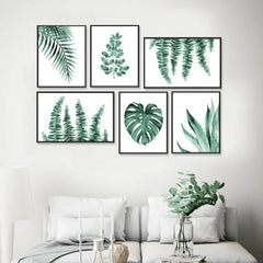 Green Tropical Ferns Wall Frame Set of 6 - All India Decor