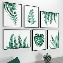 Green Tropical Ferns Wall Frame Set of 6 - All India Decor