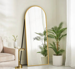 Arched Metal Floor Mirror with Stand (Stand/Gold) - All India Decor