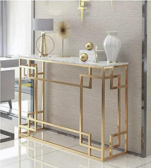Modern Marble Top & Metal Console Table - All India Decor