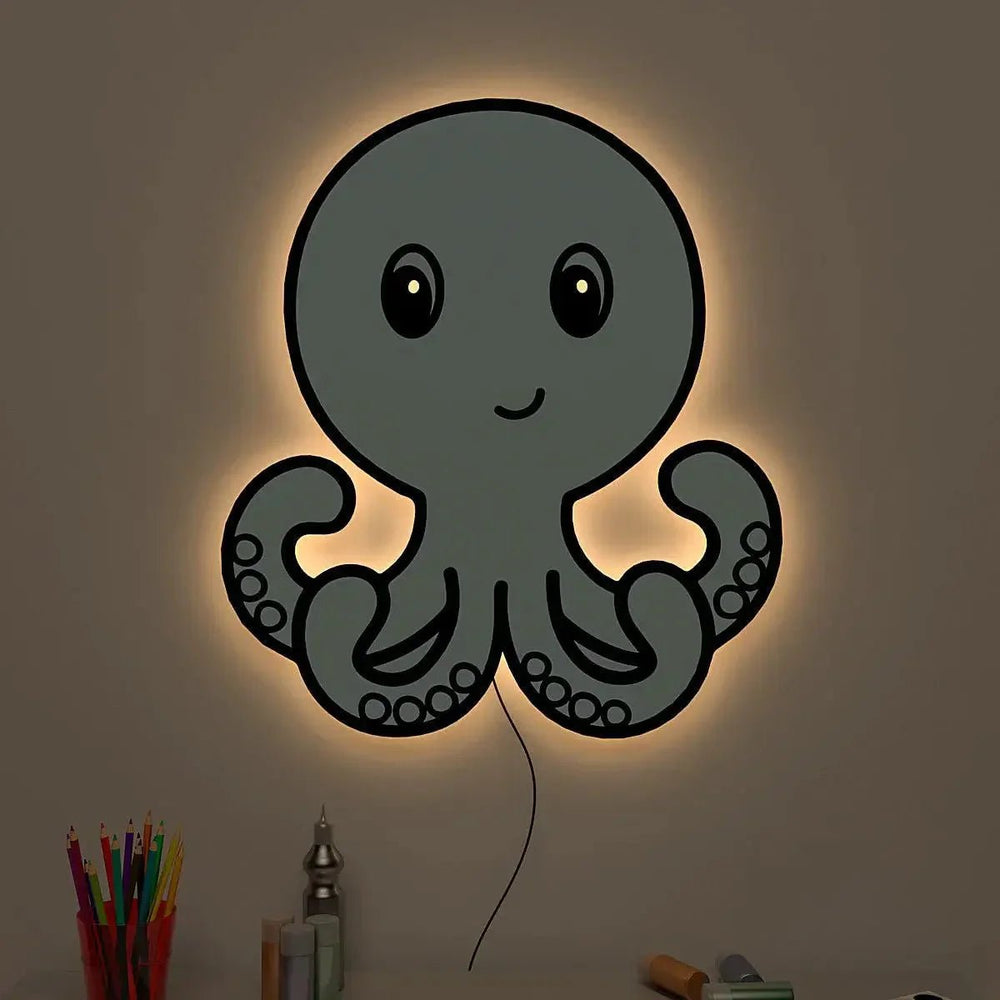 Baby Octopus Backlit Wooden Wall Décor - All India Decor