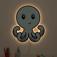 Baby Octopus Backlit Wooden Wall Décor - All India Decor