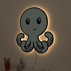 Baby Octopus Backlit Wooden Wall Décor - All India Decor