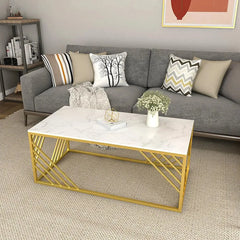 Geometrical Design Golden Metal Centre Table - All India Decor