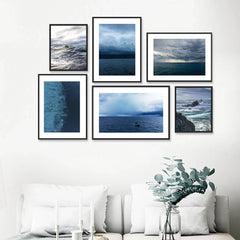 Deep Blue Ocean Wall Frame Set of 6 - All India Decor