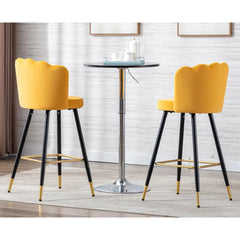 Yellow Color Flower Counter Stool - All India Decor