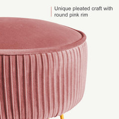 All India Decor Velvet Vanity Stool for Makeup Room, Modern Ottoman Footrest with Metal Legs