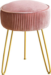 Pink stool with gold legs on a white background