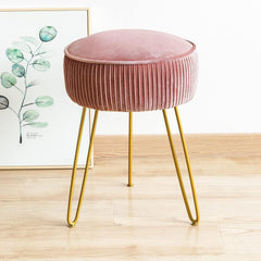 All India Decor Velvet Vanity Stool for Makeup Room, Modern Ottoman Footrest with Metal Legs